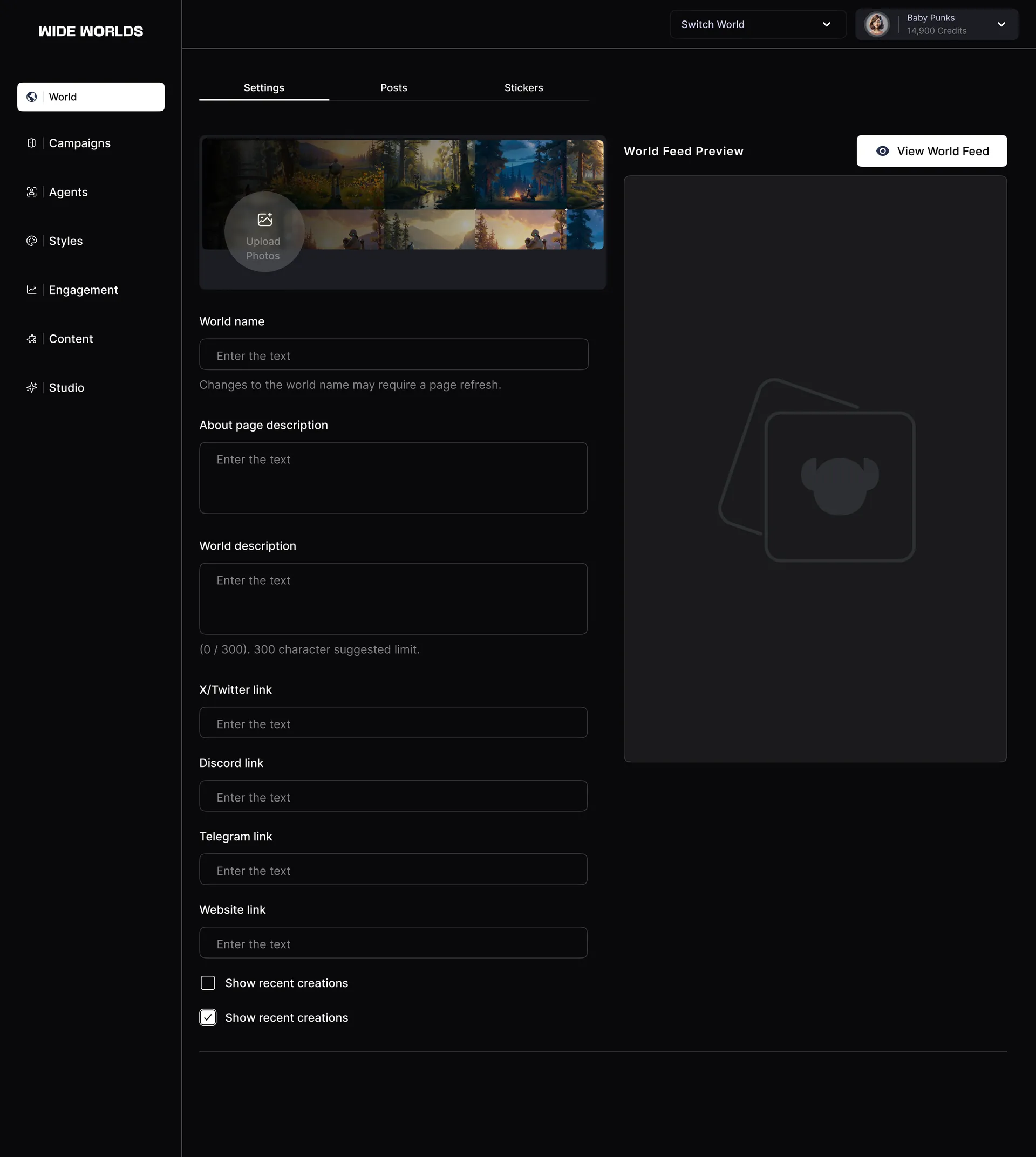 AI Platform UI Design | Wide Worlds Dashboard App — 02